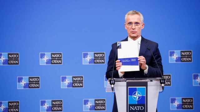 El secretario general de la OTAN, Jens Stoltenberg, en la presentación del informe anual de 2022 este martes en Bruselas