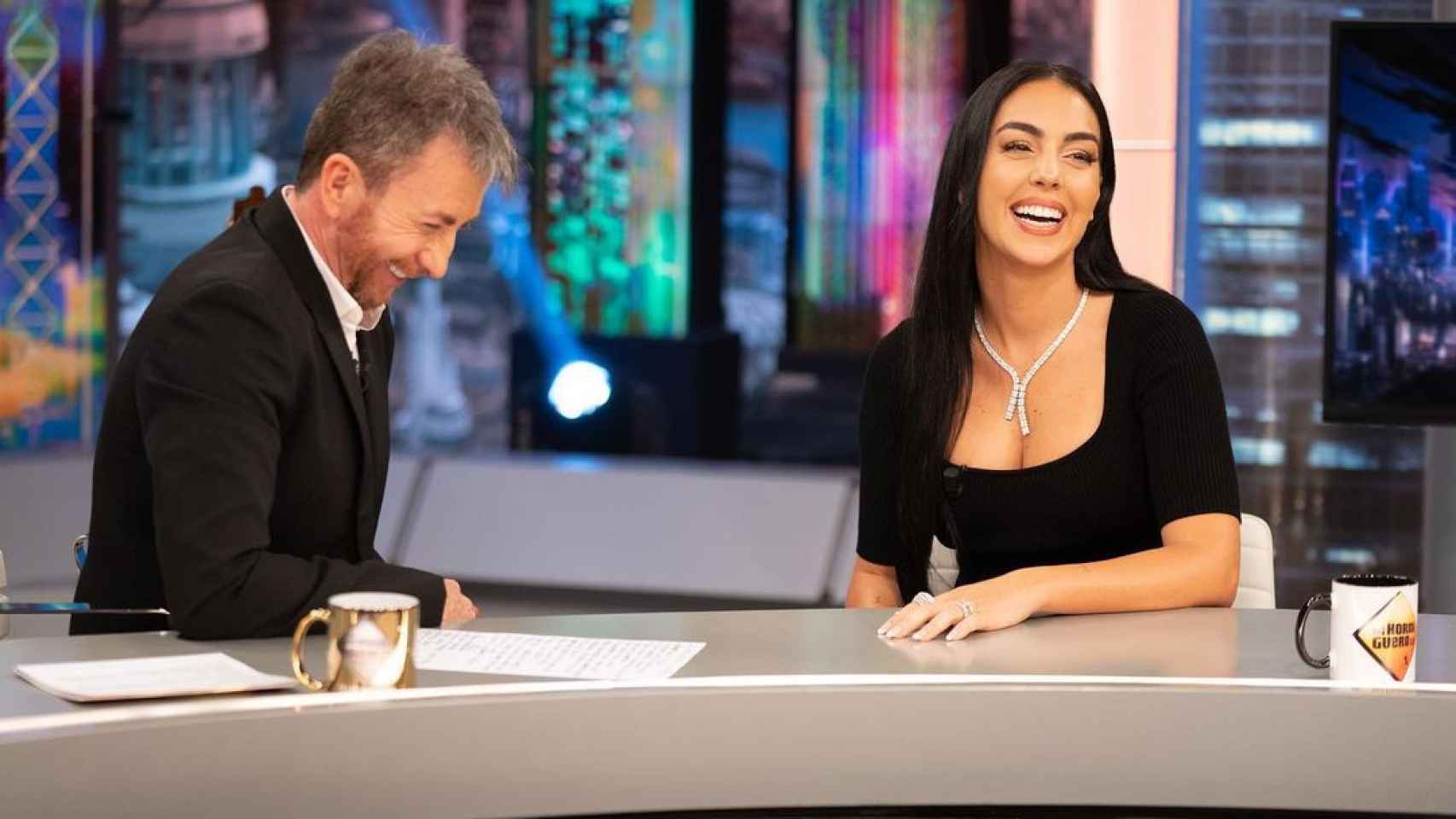 Georgina Rodríguez y Pablo Motos, sonrientes durante su charla este pasado miércoles en Antena 3.