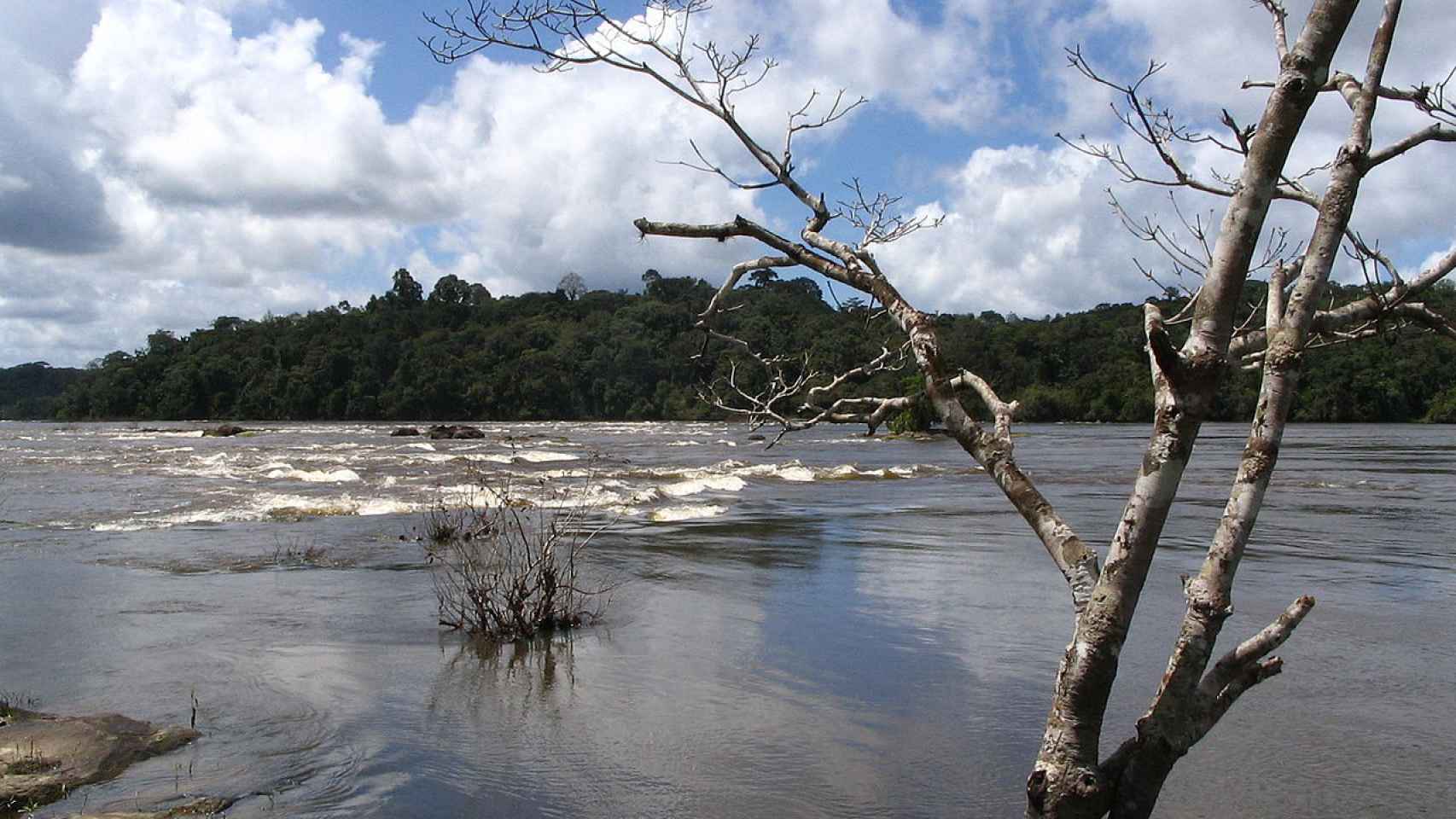 La frontera en el salto Maripa, en el río Oyapoque.