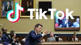Fotomontaje con el logo de TikTok y el CEO de la compañía compareciendo.