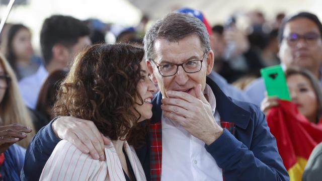 Isabel Díaz Ayuso y Alberto Núñez Feijóo, este sábado en Madrid.