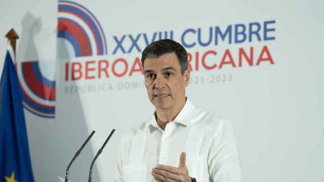 Pedro Sánchez, en rueda de prensa tras la XVIII Cumbre Iberoamericana