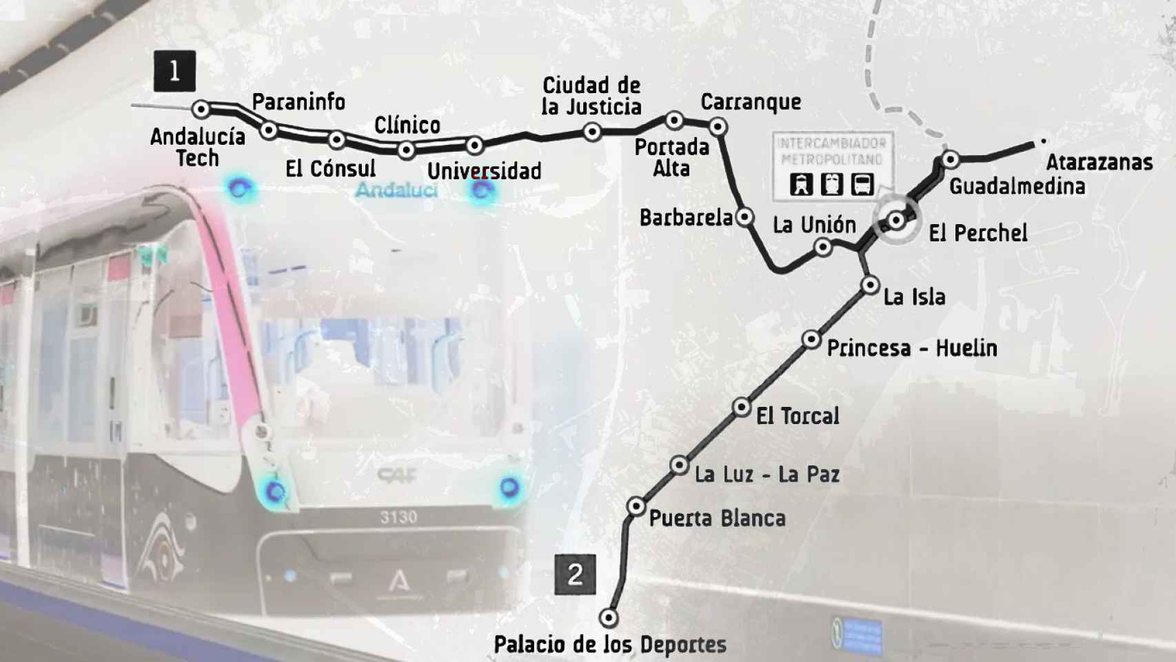 Mapa del Metro hasta el Centro.
