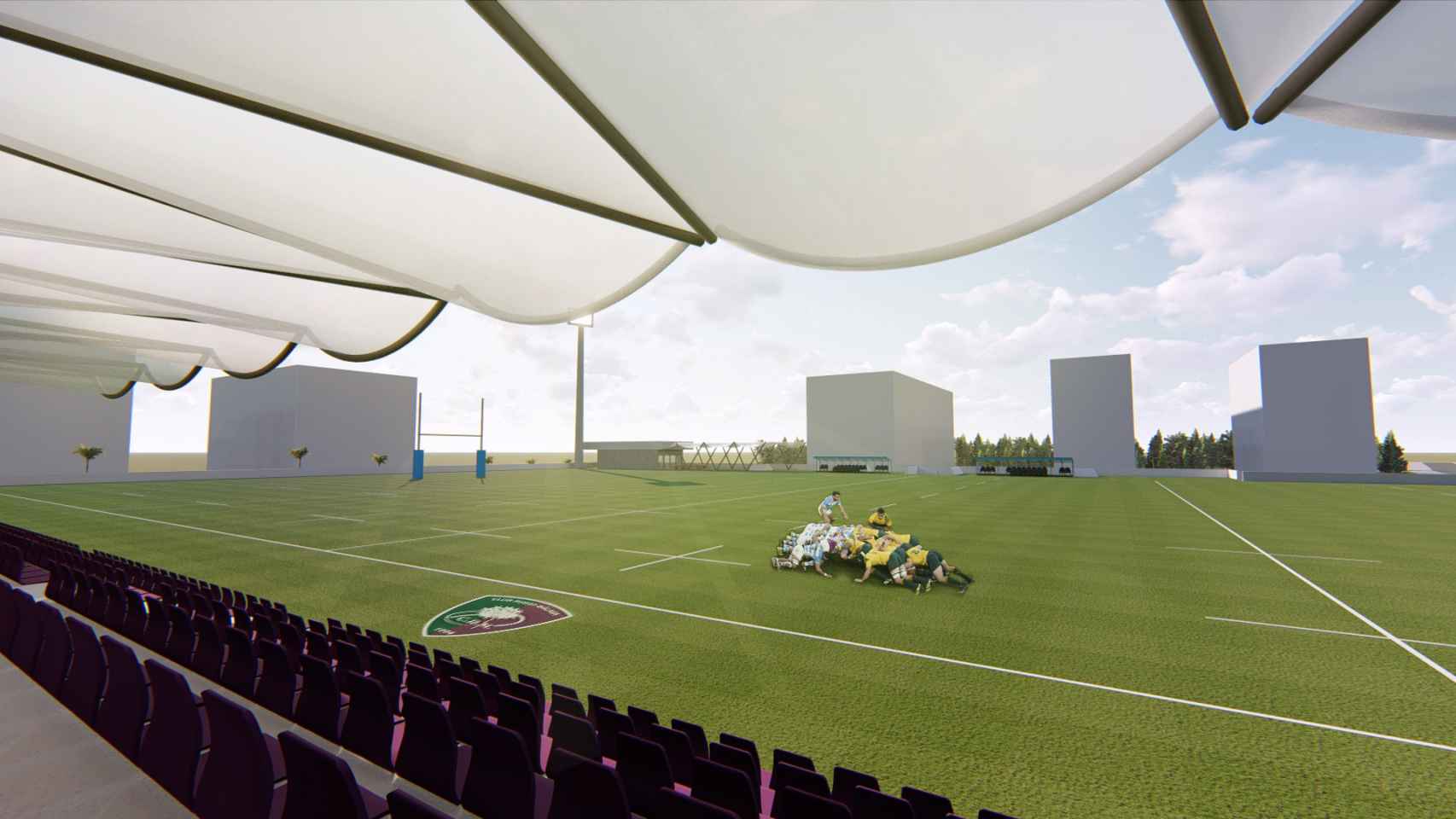 Imagen del campo de rugby previsto en el complejo deportivo.