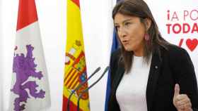 La secretaria de Organización del PSOECyL, Ana Sánchez, durante su comparecencia este luens.