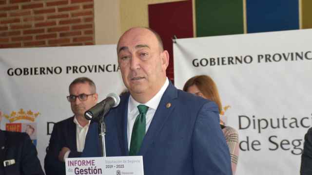El presidente de la Diputación de Segovia, Miguel Ángel de Vicente, durante su intervención