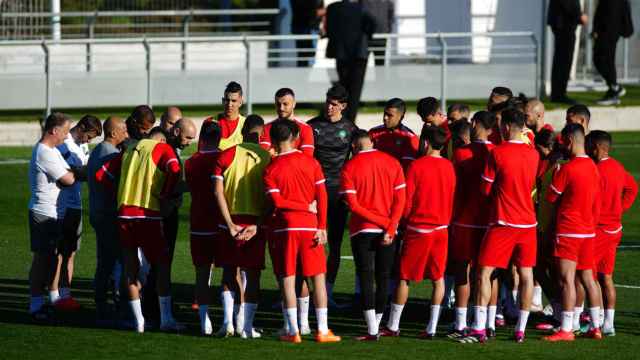 La selección de Marruecos, entrenando en las instalaciones del Real Madrid.