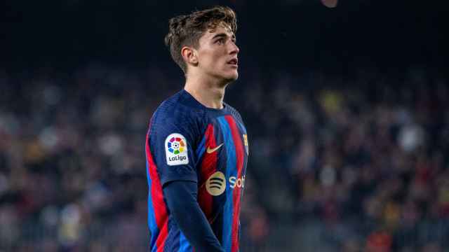 Gavi, en un partido del FC Barcelona de la temporada 2022/2023