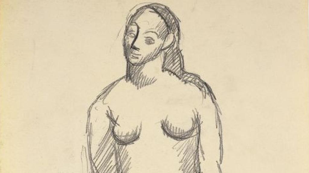 El dibujo 'Mujer sentada', 1906 (detalle). Museo Picasso Málaga. © Sucesión Pablo Picasso, VEGAP, 2023