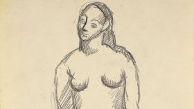 El dibujo 'Mujer sentada', 1906 (detalle). Museo Picasso Málaga. © Sucesión Pablo Picasso, VEGAP, 2023