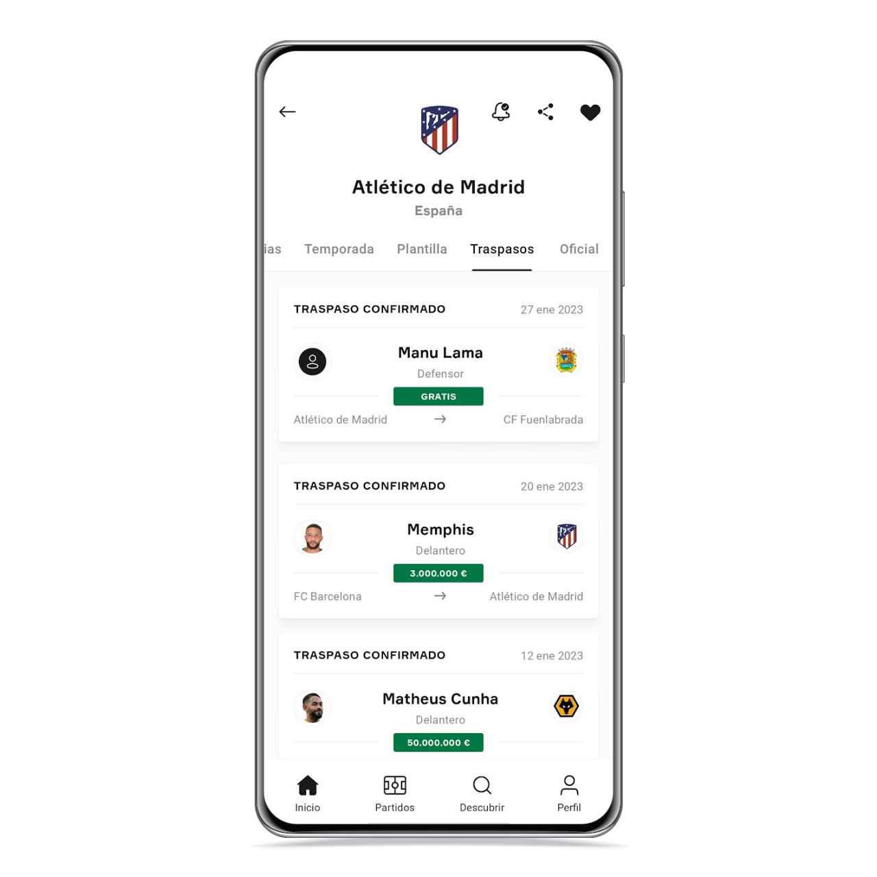 Team transfers in OneFootball