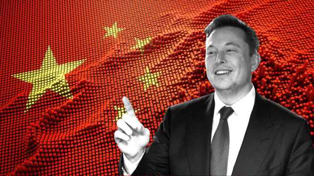 Fotomontaje con la bandera de China y Elon Musk.