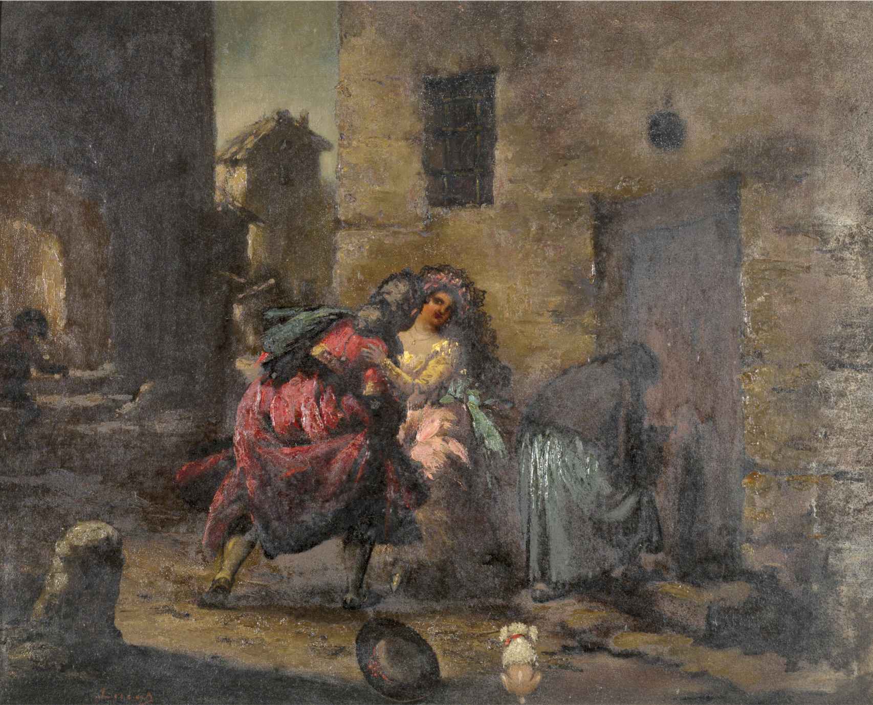 'Escena de majos y celestina'. Atribuido a Eugenio Lucas Villaamil. Museo Nacional del Prado. Procedencia: Pedro Rico