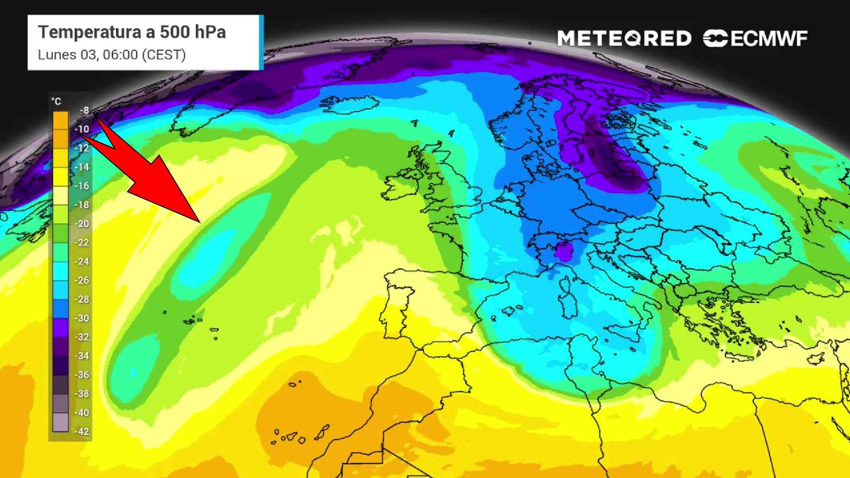 Las ondulaciones del chorro polar que afectarán a España en Semana Santa. Meteored.