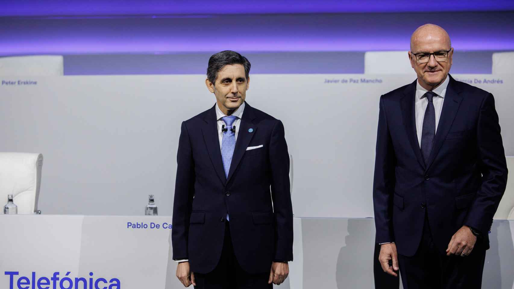 José María Álvarez-Pallete, presidente de Telefónica, y Ángel Vilá Boix, consejero delegado en la junta general de accionistas de 2023.