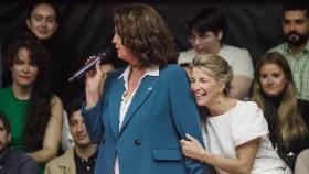 La activista y exdiputada Carla Antonelli interviene junto a la vicepresidenta segunda y ministra de Trabajo y Economía Social, Yolanda Díaz