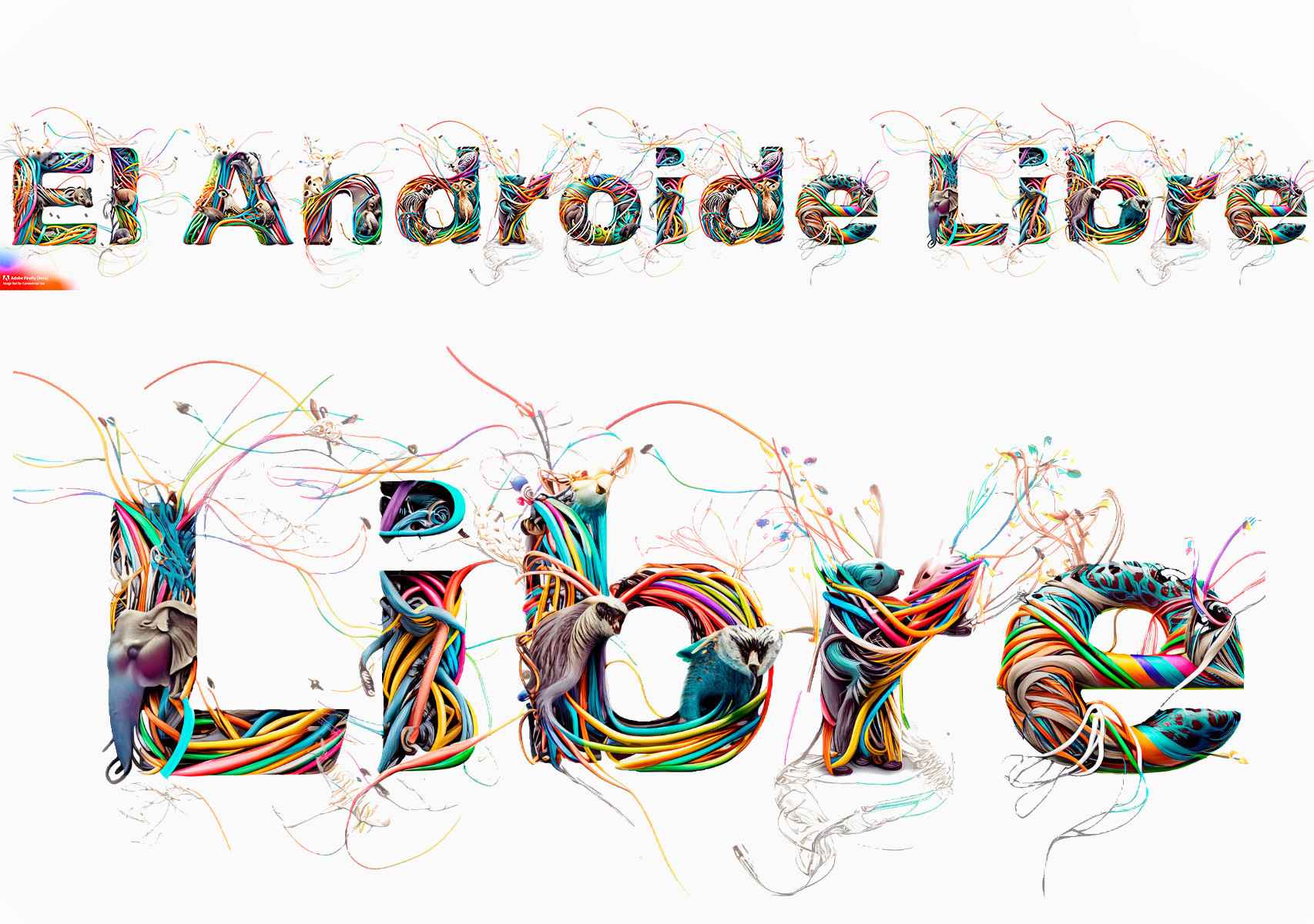 El Androide Libre con la fuente tipográfica retocada por la IA de Firefly