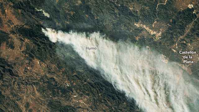 La imagen satelital del incendio en Castellón tomada desde la ISS