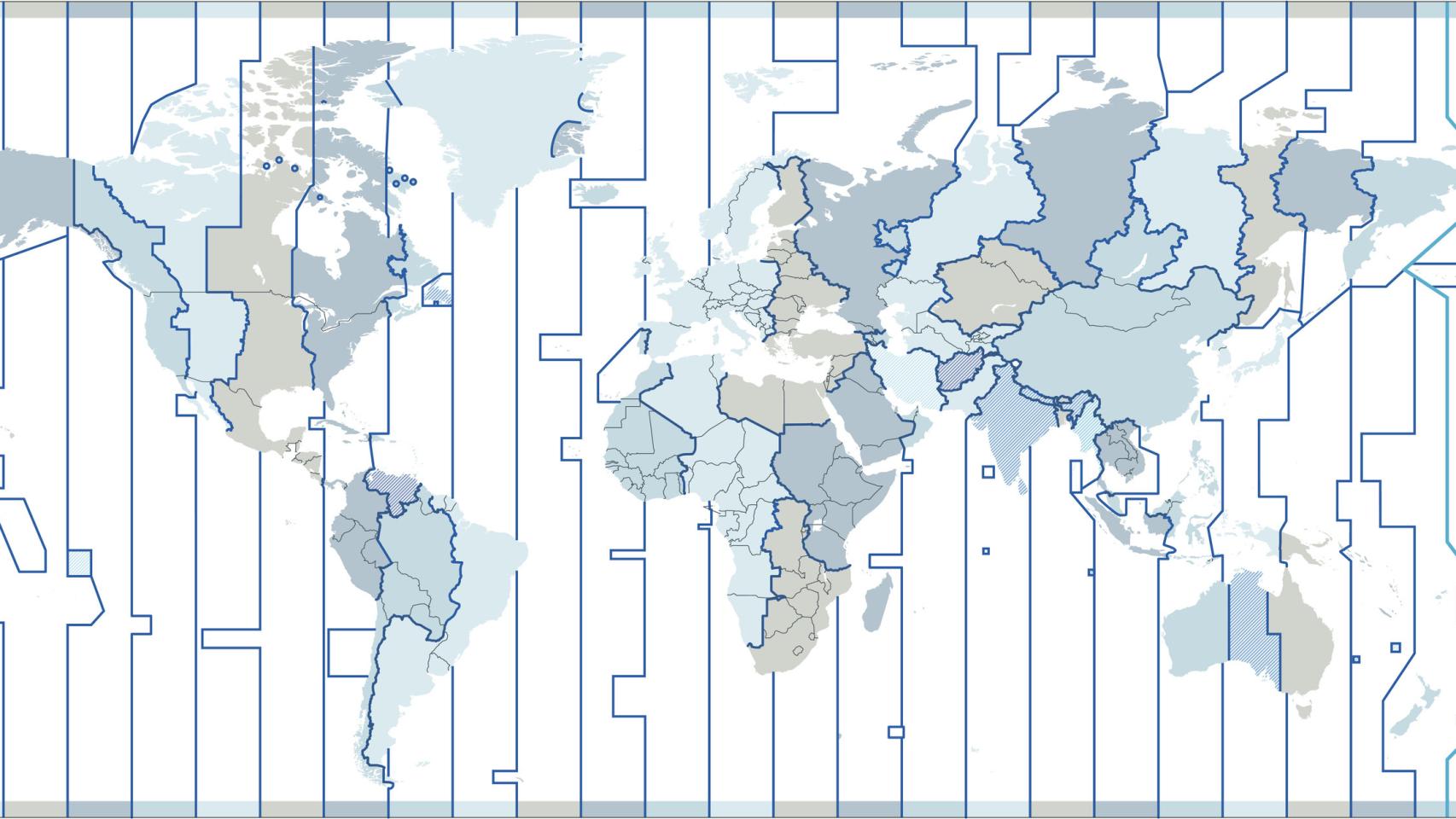 Reloj mundial y mapa 2024 de los husos horarios