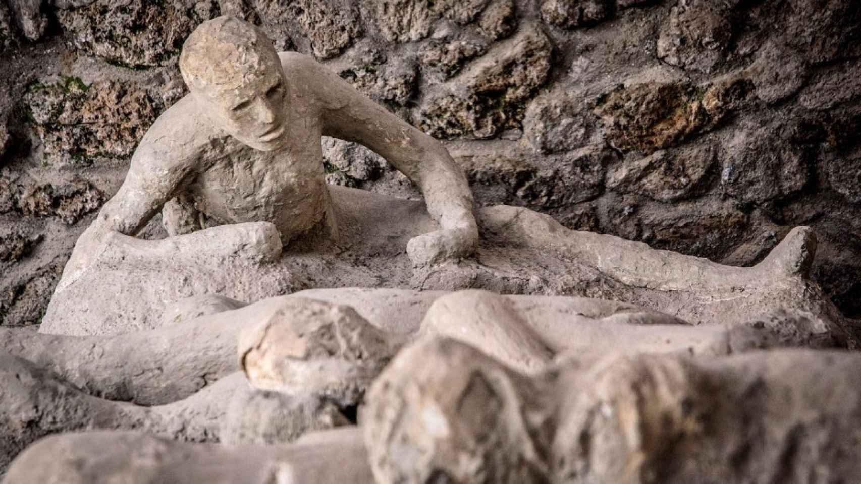 Imagen de una de las víctimas del Vesubio en Pompeya, según la técnica de los calcos de yeso. Foto: Parque Arqueológico de Pompeya