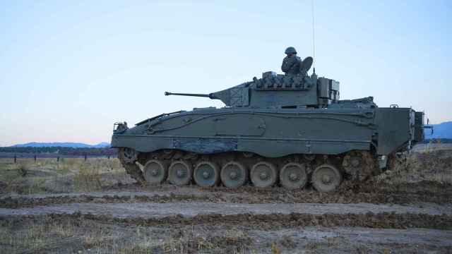 Imagen de un tanque en el Batallón de Infantería Mecanizada durante las XVII Jornadas de Corresponsales de Guerra en septiembre de 2022 de Madrid.