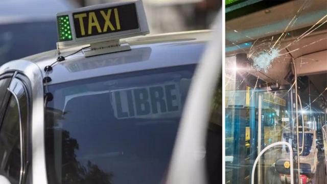 Un taxi y el impacto en el autobús de Auvasa