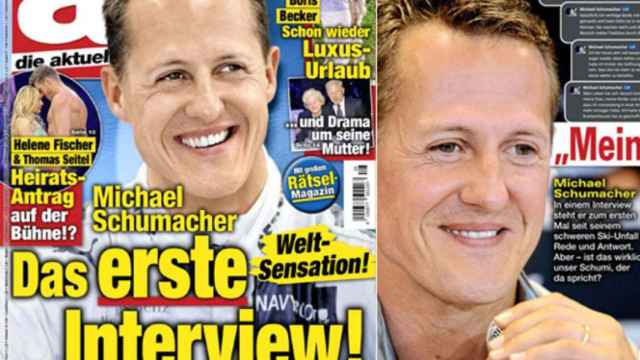 Portada y fragmento de la engañosa entrevista a Michael Schumacher
