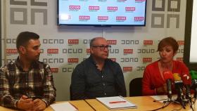 Rueda de prensa de los representantes de CCOO y UGT, este miércoles en Segovia.