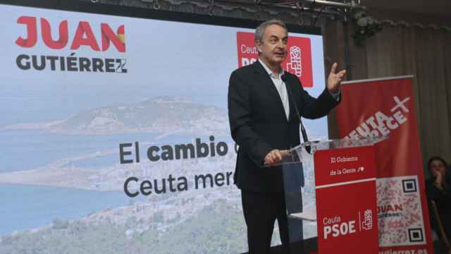 José Luis Rodríguez Zapatero este miércoles, en un acto de apoyo al candidato del PSOE en Ceuta, Juan Gutiérrez.