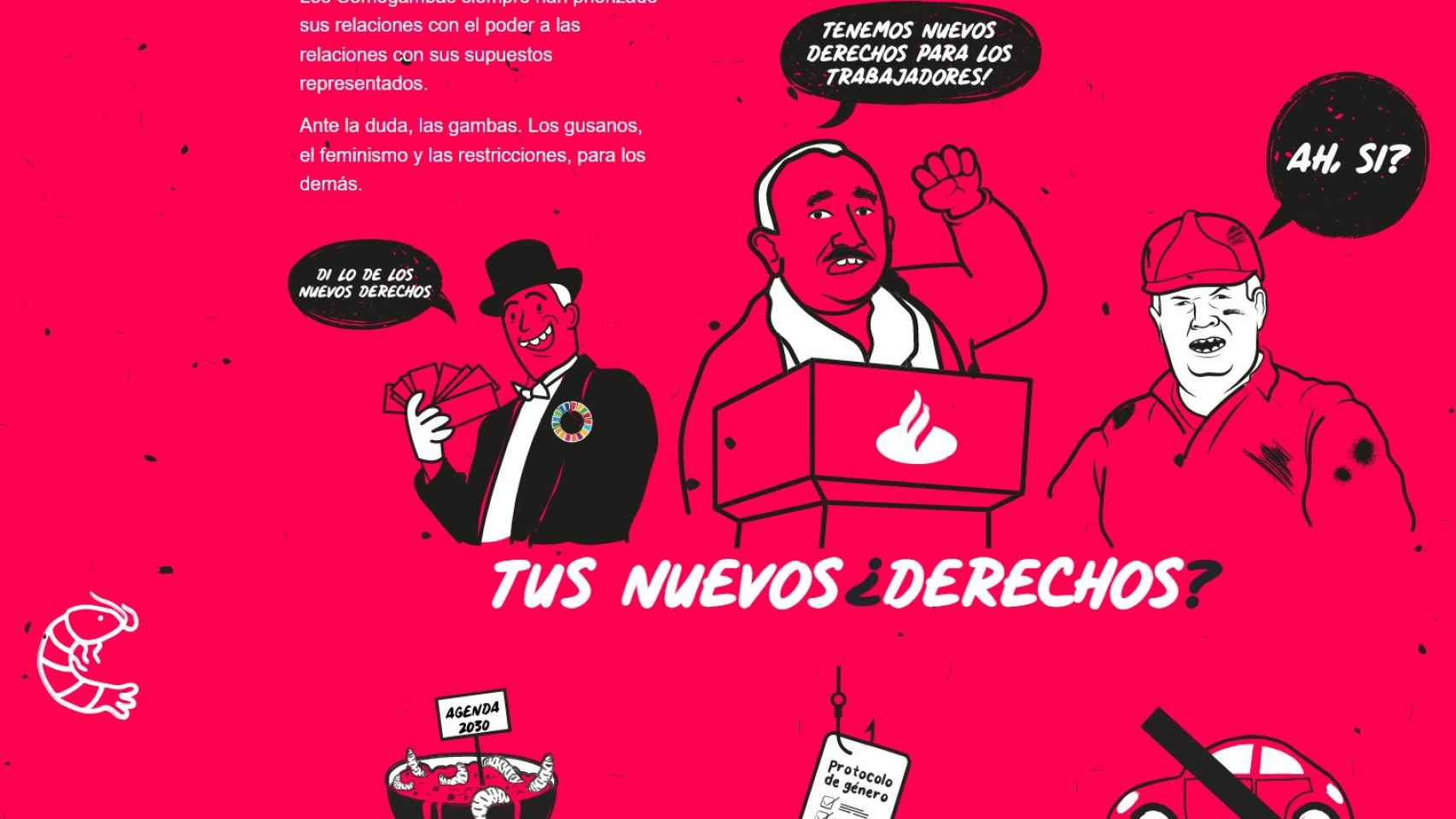 La web de Los Comegambas creada por el sindicato de Vox, Solidaridad.