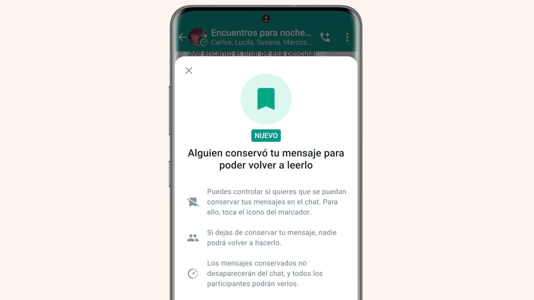 WhatsApp will notify us if someone tries to save one of our messages