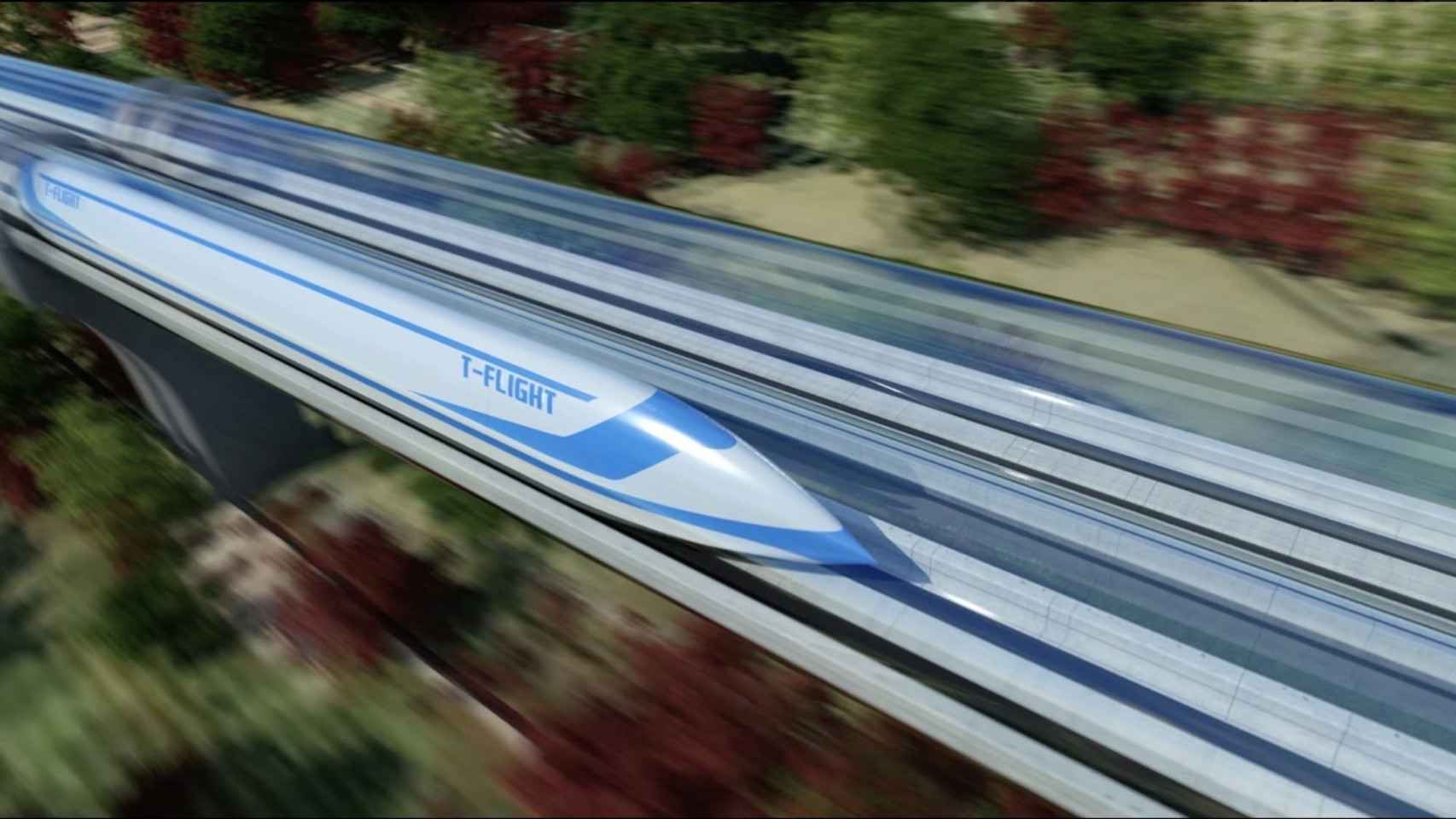 Ilustración del T-Flight, el Hyperloop chino.