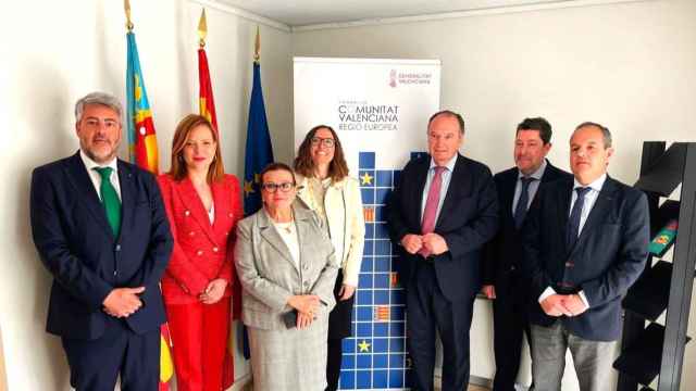 Los representantes de las Cámaras de la Comunidad Valenciana en Bruselas este miércoles.