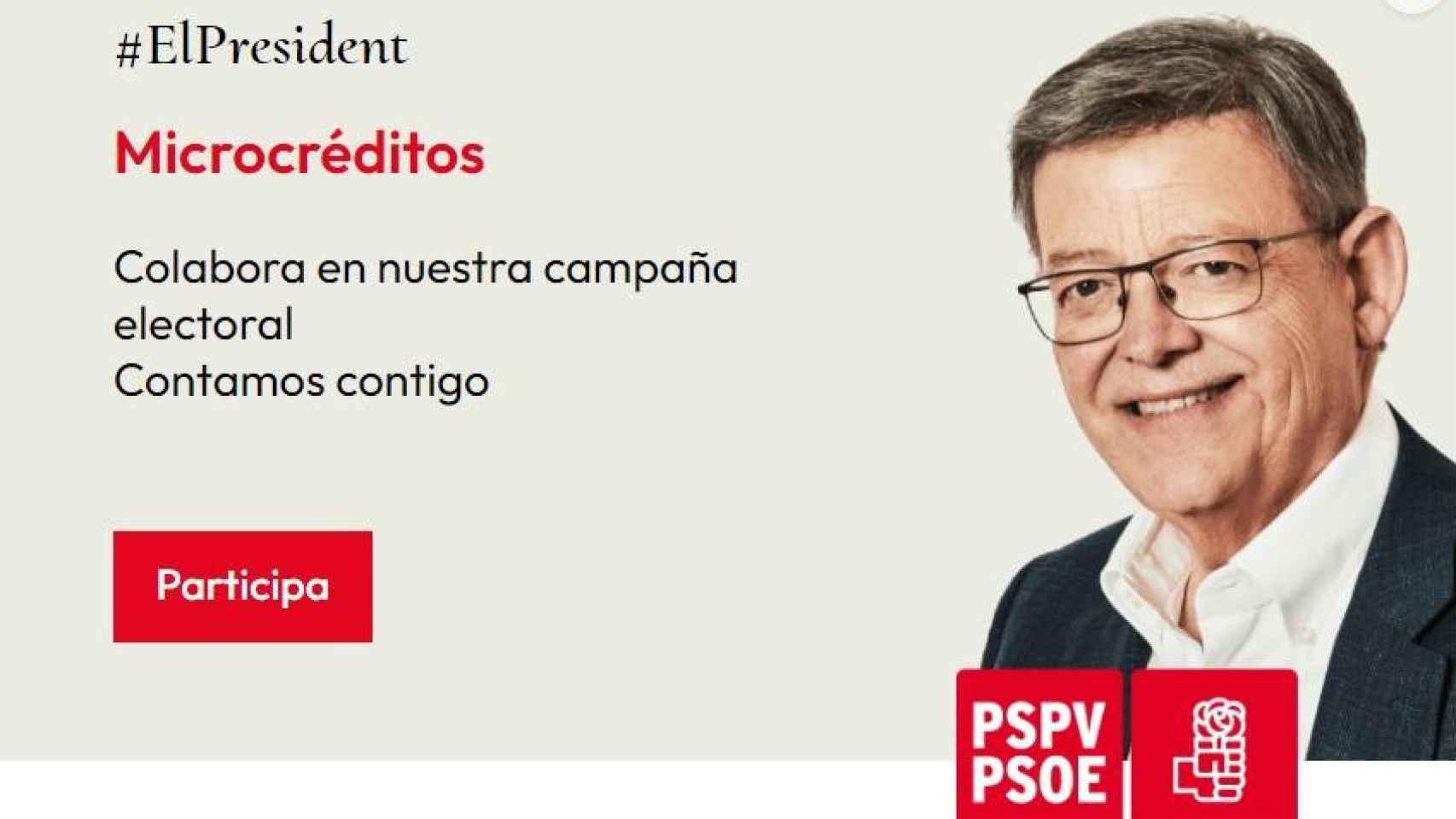 Imagen promocional de la campaña de microcréditos del PSPV-PSOE. EE