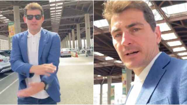 Iker Casillas grabando un vídeo para redes sociales