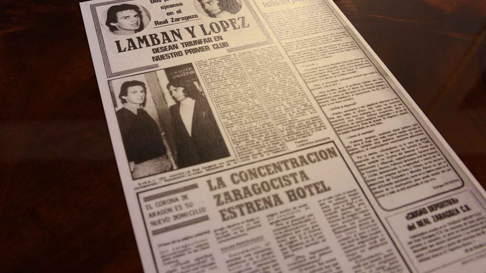 Un joven Lambán, en las páginas de los periódicos de la época en que era jugador del Zaragoza.