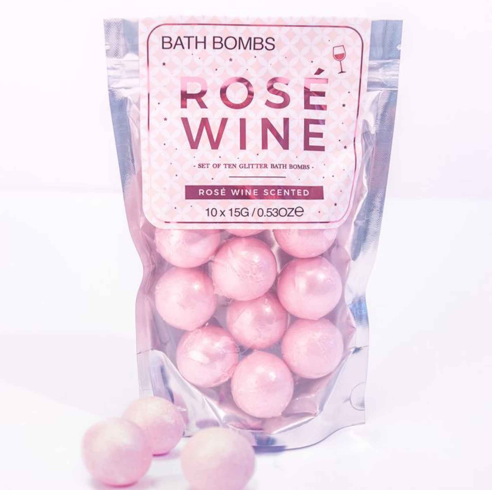 Bombas de baño vino rosado