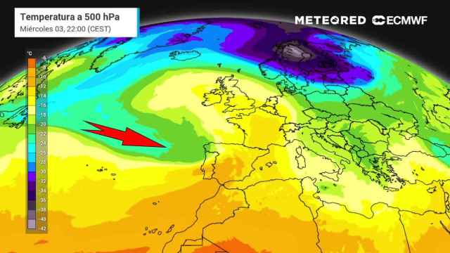 Las vaguadas de aire frío que van a afectar a España esta semana. Meteored.