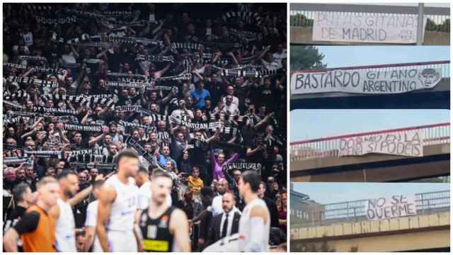 Pancartas que reciben al Real Madrid en el infierno de Belgrado