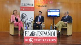 El presidente de Berkeley España, Francisco Bellón, y el presidente de Foro Nuclear, Ignacio Araluce, durante su participación en el Foro 'El liderazgo de Castilla y León en la transición energética', organizado por EL ESPAÑOL de Castilla y León, este miércoles.