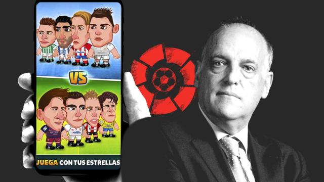 Fotomontaje de Javier Tebas y un videojuego de LaLiga