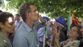 El presidente del Partido Popular, Alberto Núñez Feijóo, en un acto de Granada.