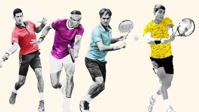 Carlos Alcaraz, Novak Djokovic, Roger Federer y Rafael Nadal