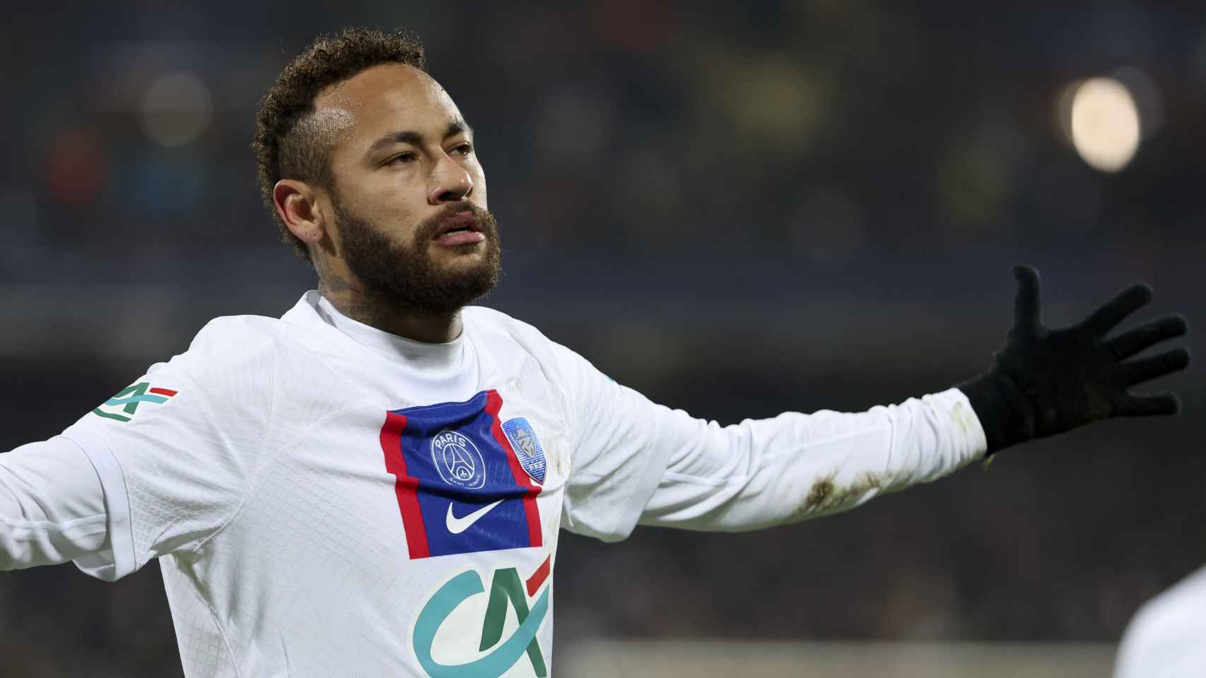 Neymar Júnior, celebrando un gol con el PSG en la temporada 2022/2023