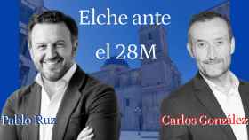 Pablo Ruz, candidato del PP, y Carlos González, candidato del PSOE en Elche.