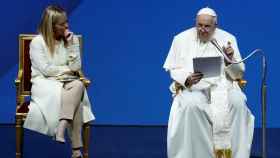Giorgia Meloni con el papa Francisco.
