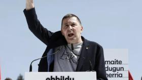 El secretario general de EH Bildu, Arnaldo Otegi, durante su intervención en Antoniutti.