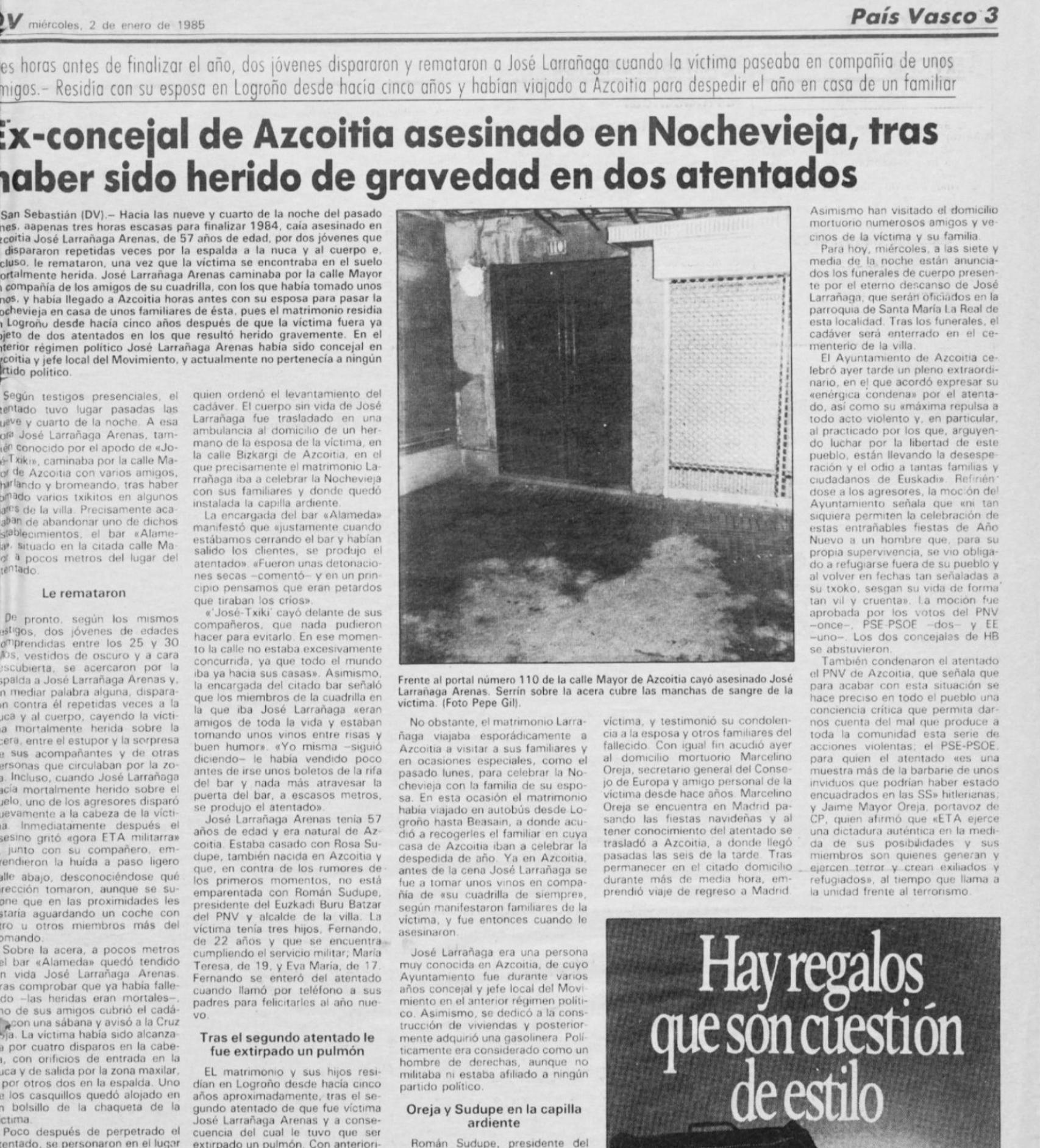 Una de las crónicas de la época narrando el atentado.