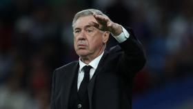 Ancelotti realiza un gesto en el partido frente al Getafe.