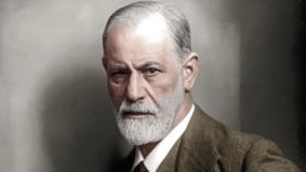 Versión coloreada del retrato de Sigmund Freud, realizado por Max Halberstadt